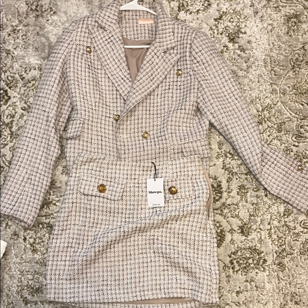 Showpo Cream Mini Skirt and Jacket SET